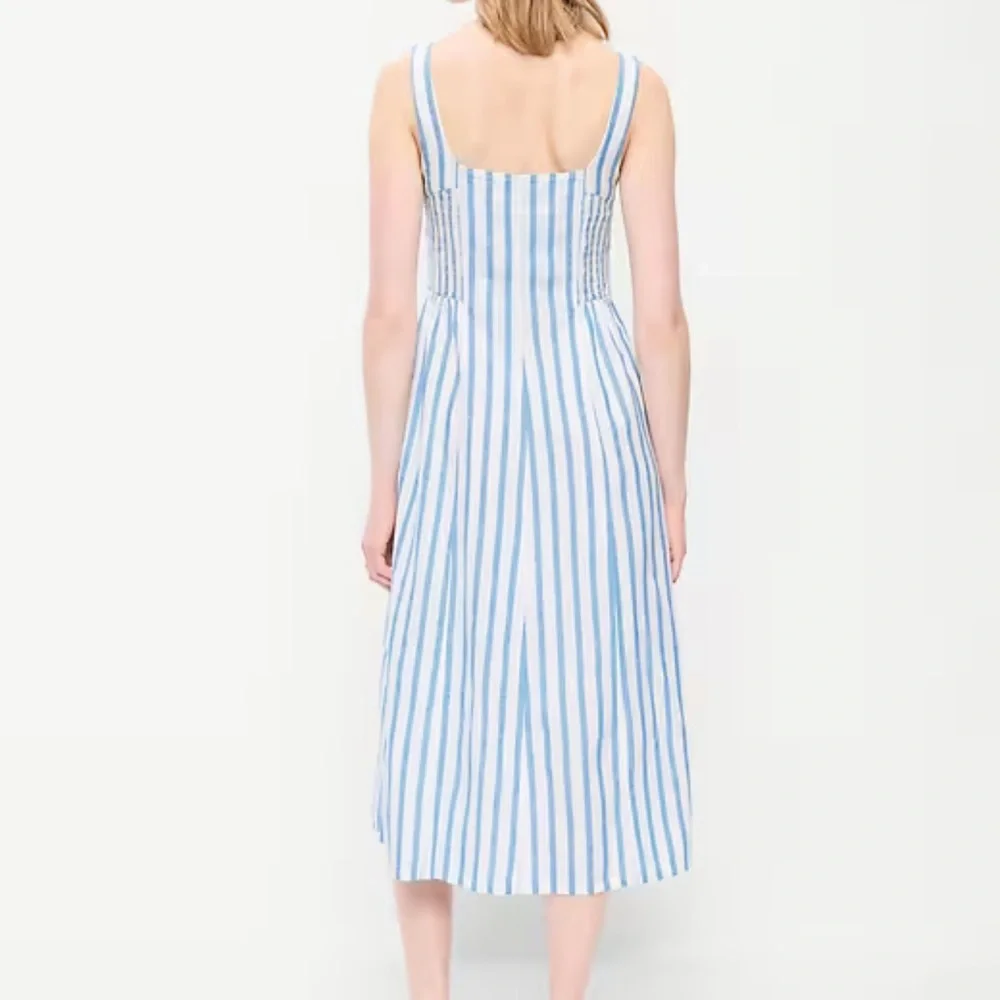 Old Navy Fit & Flare Sleeveless Linen-Blend Midi Dress size medium - Picture 2 of 6